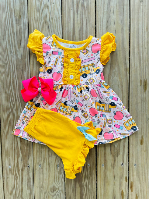 Bowtism Pre School Glitter Shorts Set with Matching Bow - Bowtism